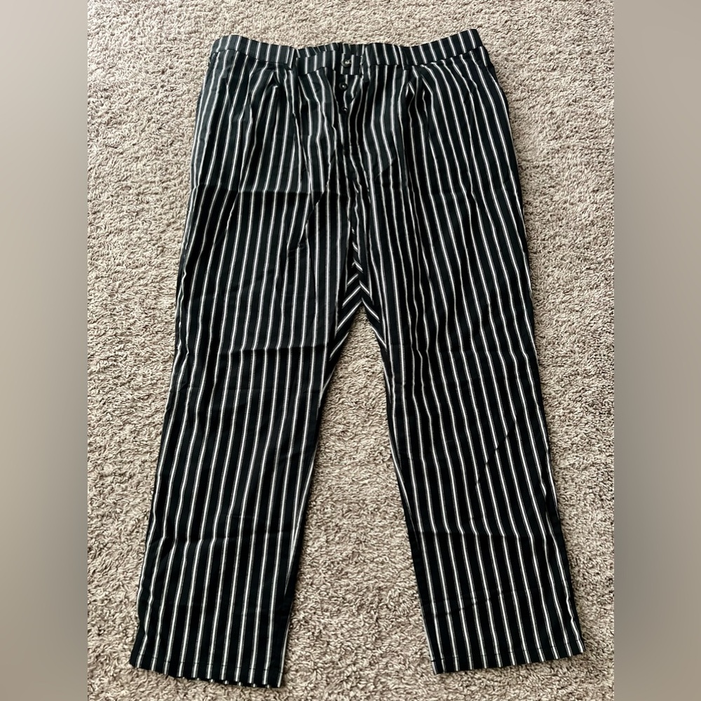 ASOS Black Cotton Pants with Herringbone Silver Stripes